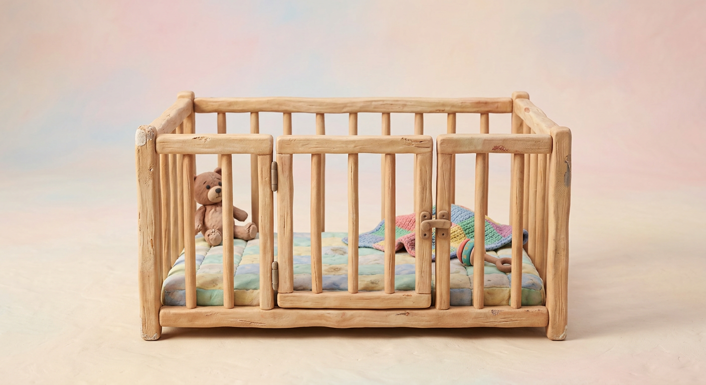 Used wooden playpen